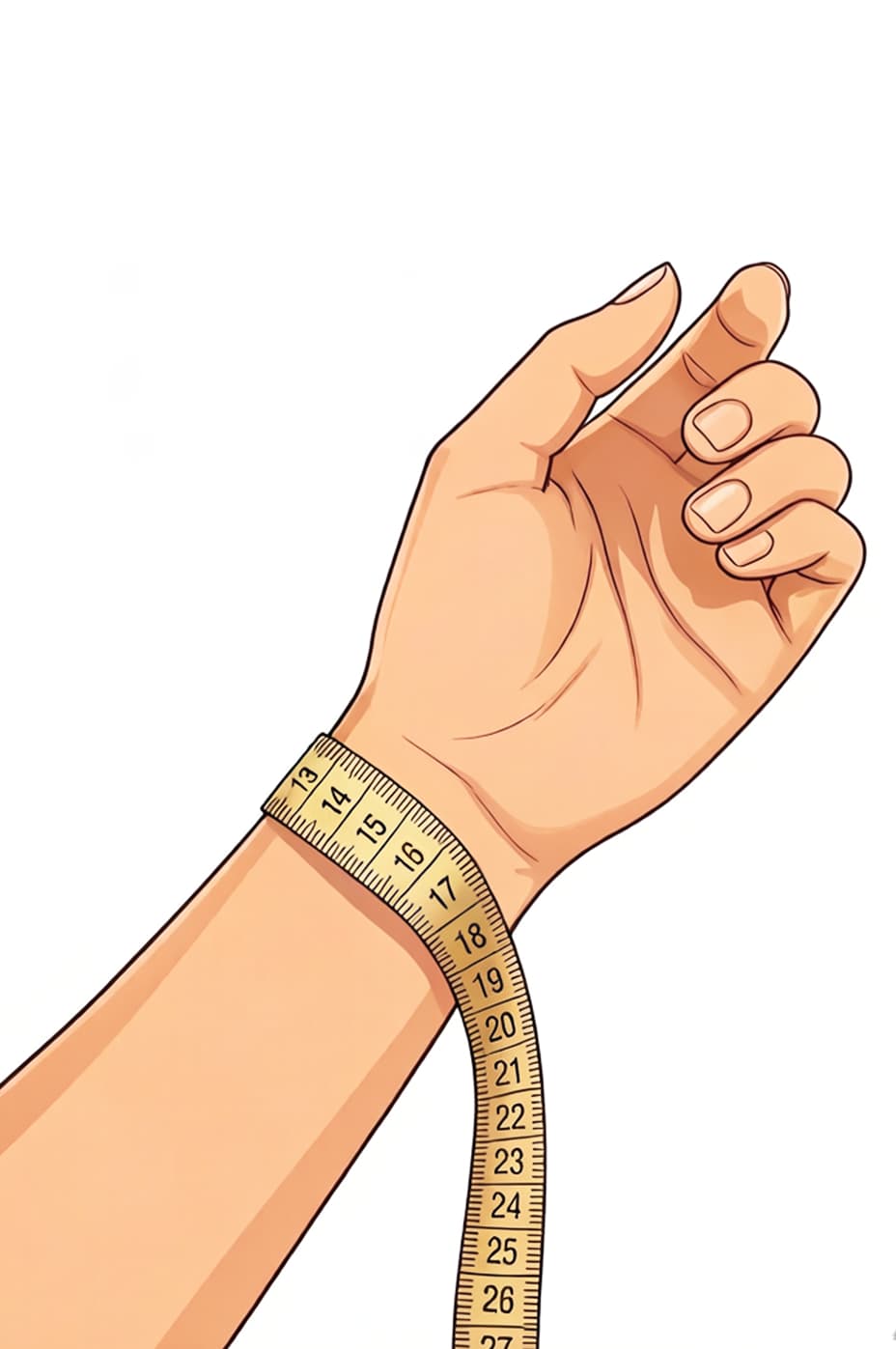 Wrist measured directly with a soft measuring tape